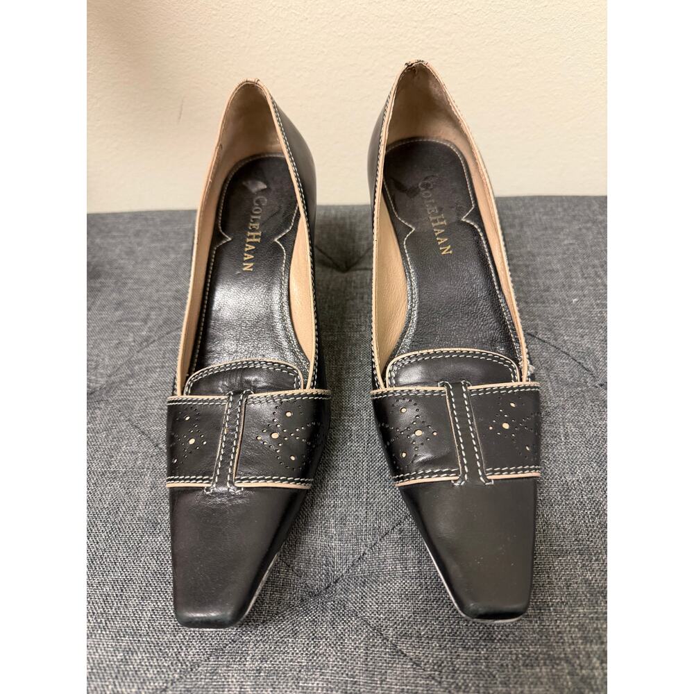 Vtg Cole Womens Kit Kat Heels 6.5B Black Leather Professional Career Workwear